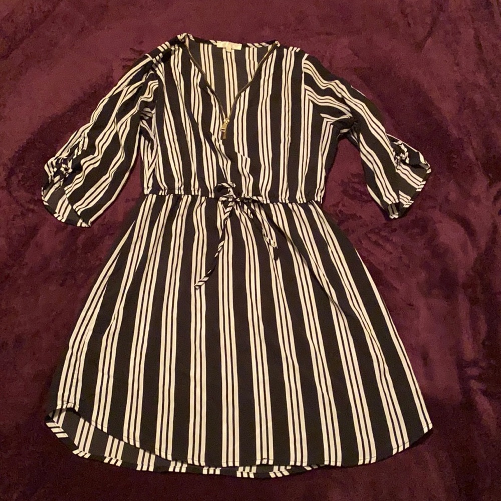 Black and white striped dress